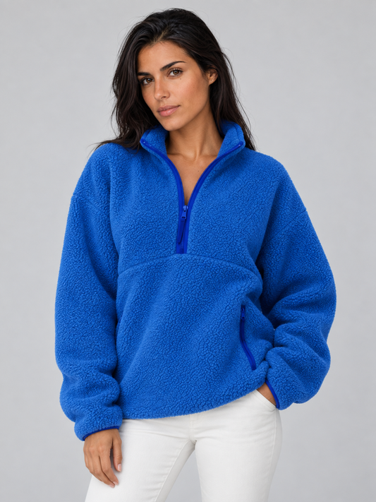 Women's Sherpa Fleece Half-Zip Pullover - Blue